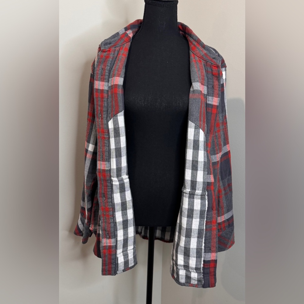 Cabi Plaid Shirt Shacket Womens ‎ Large Americana Grunge Rustic Cabincore